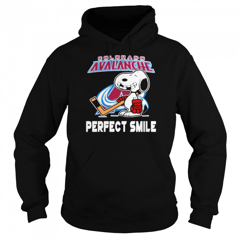 Colorado Avalanche Snoopy Perfect Smile Stanley Cup Champions Unisex Hoodie