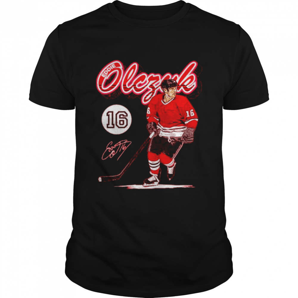 Eddie Olczyk Chicago Retro Script Hockey Signatures  Classic Men's T-shirt