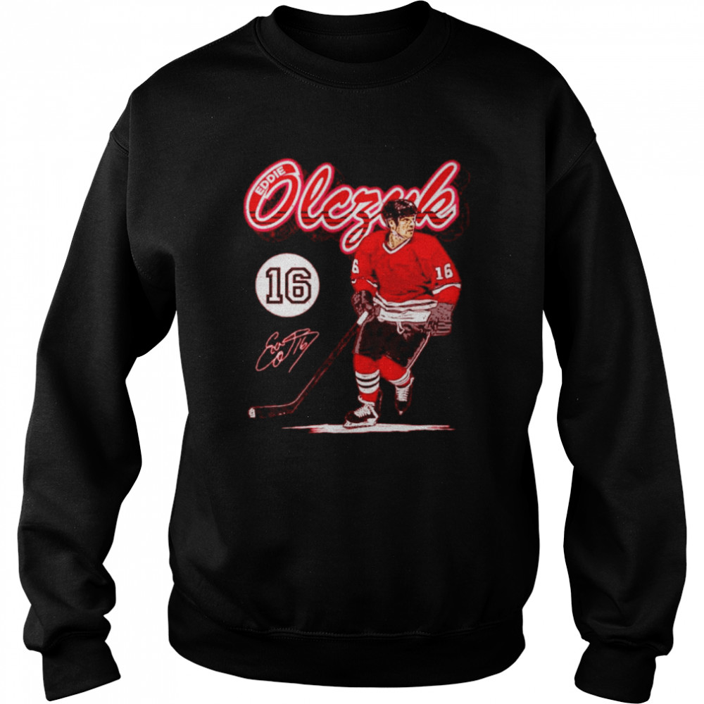 Eddie Olczyk Chicago Retro Script Hockey Signatures Unisex Sweatshirt