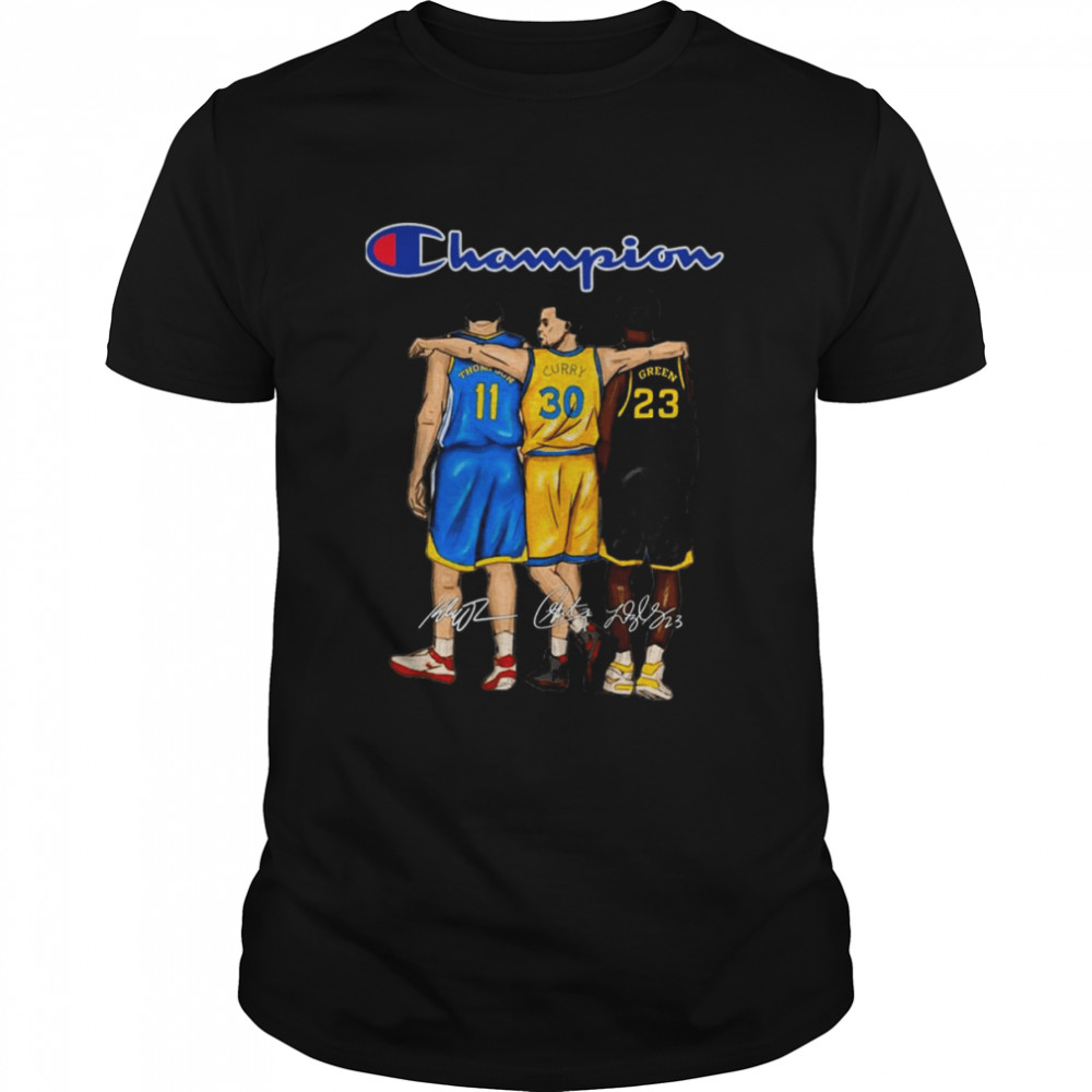 NBA Finals Stephen Curry Draymond Green And Klay Thompson Champion Signatures  Classic Men's T-shirt