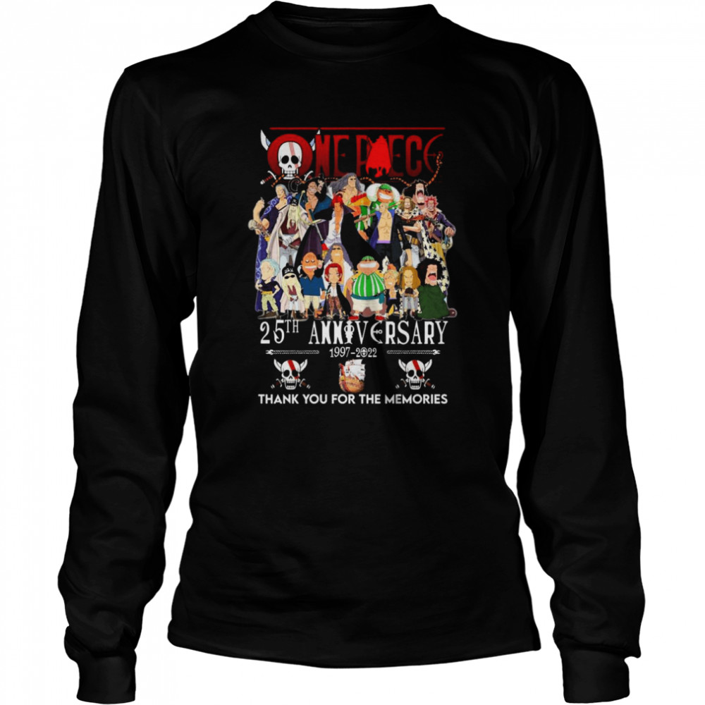 One Piece All Characters 25th Anniversary 1997-2022 Thank You For The Memories  Long Sleeved T-shirt