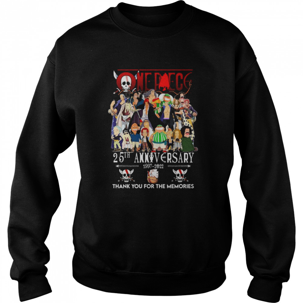 One Piece All Characters 25th Anniversary 1997-2022 Thank You For The Memories  Unisex Sweatshirt