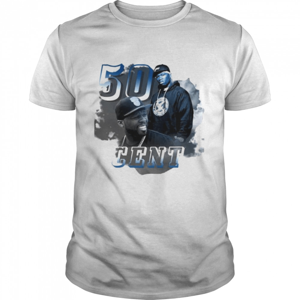 Blue Vintage Art 50 Cent Rapper  Classic Men's T-shirt