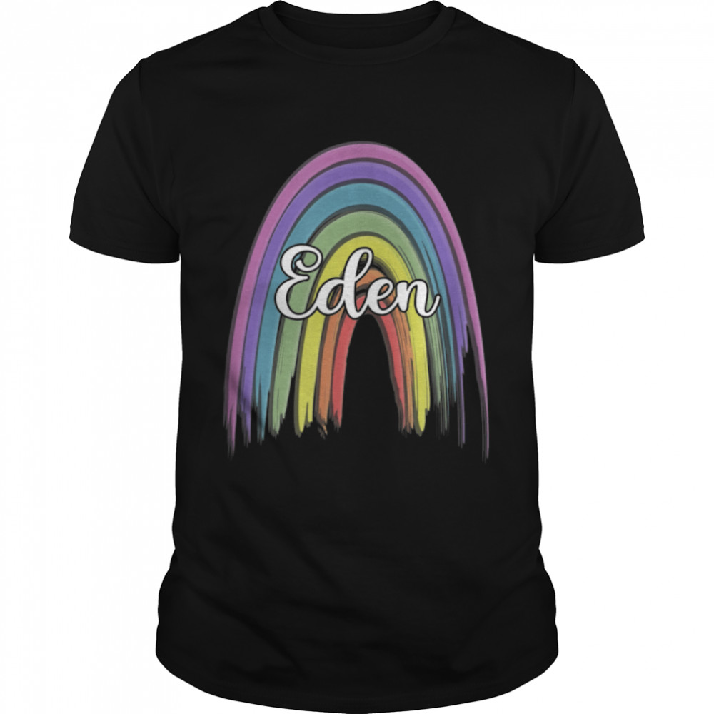 EDEN Womens Rainbow Girls Custom Name T-Shirt B0B4K19TLR