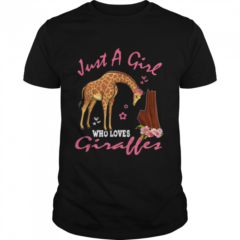 Just A Girl Who Loves Giraffes Floral Giraffe Bow Tie Kids T-Shirt B0B4K19KFG