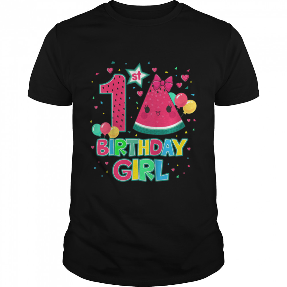 Kids Watermelon Birthday Decorations For Girls 1 Yr Old 1st Bday T-Shirt B0B4JZTX45