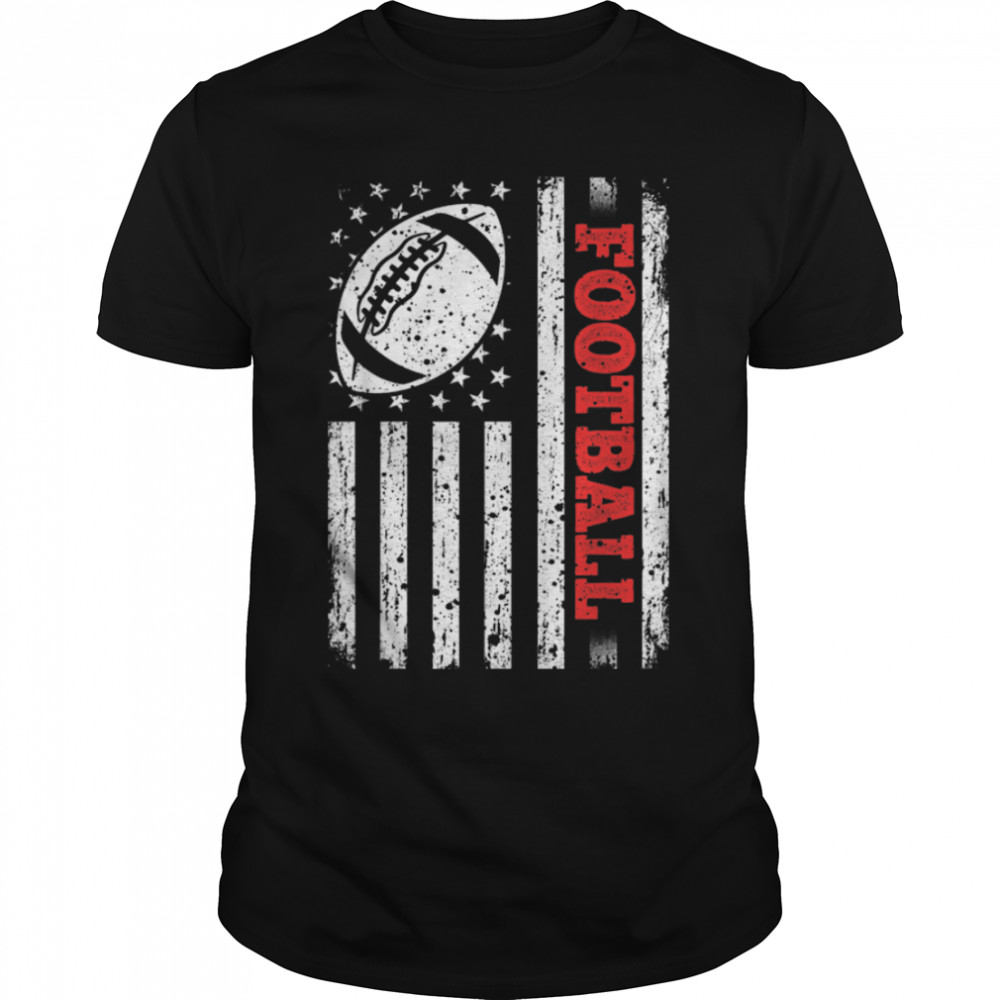 Retro Classic American Flag Football Patriotic 4th Of July T-Shirt B0B4NGTPD1