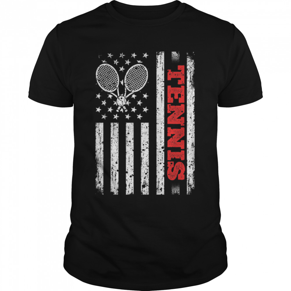 Retro Classic American Flag Tennis Patriotic 4th Of July T- B0B4N119LQ Classic Men's T-shirt