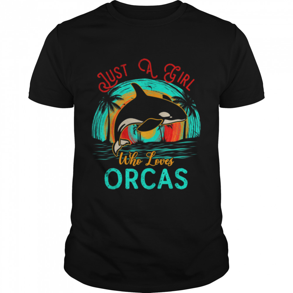 Vintage Retro Just A Girl Who Loves Orcas On Beach Lover T- B0B4JXN97X Classic Men's T-shirt