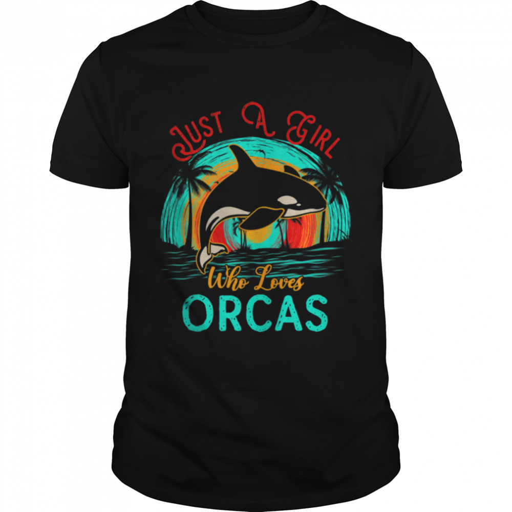 Vintage Retro Just A Girl Who Loves Orcas On Beach Lover Tank Top B0B4K1PPFX Classic Men's T-shirt