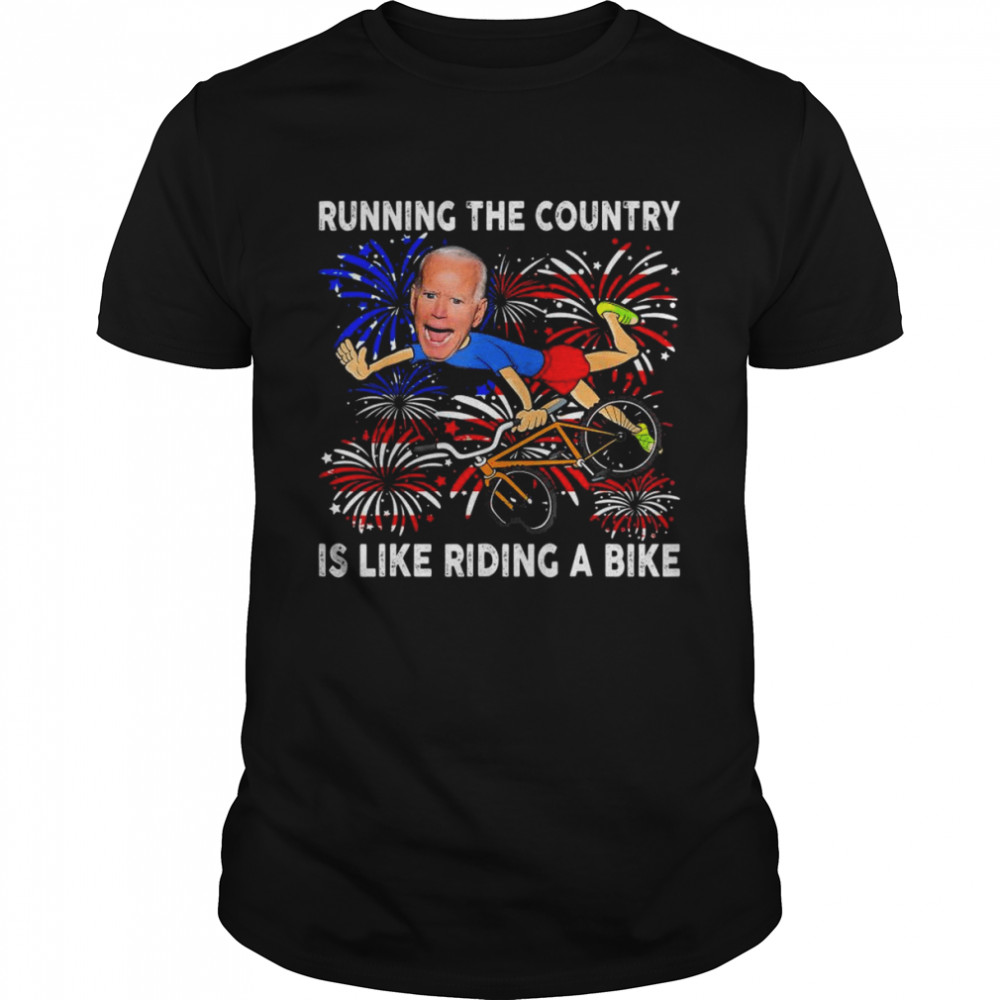 American Flag Biden Bike Bicycle Running Fireworks T- Classic Men's T-shirt