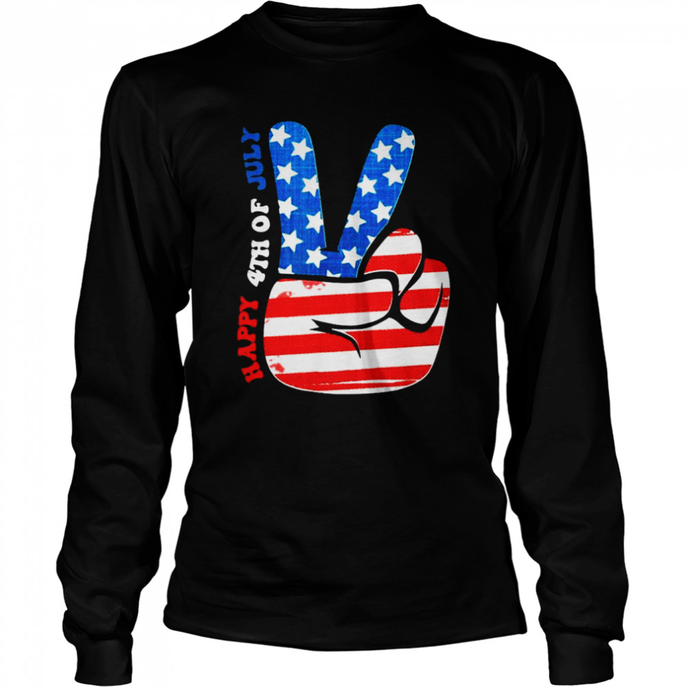 Happy 4th of July America Rockin’ Sign Celebrating Freedom T- Long Sleeved T-shirt