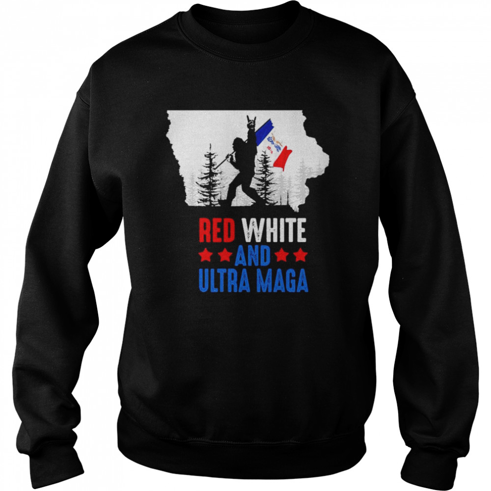 Iowa America Bigfoot Red White And Ultra Maga  Unisex Sweatshirt