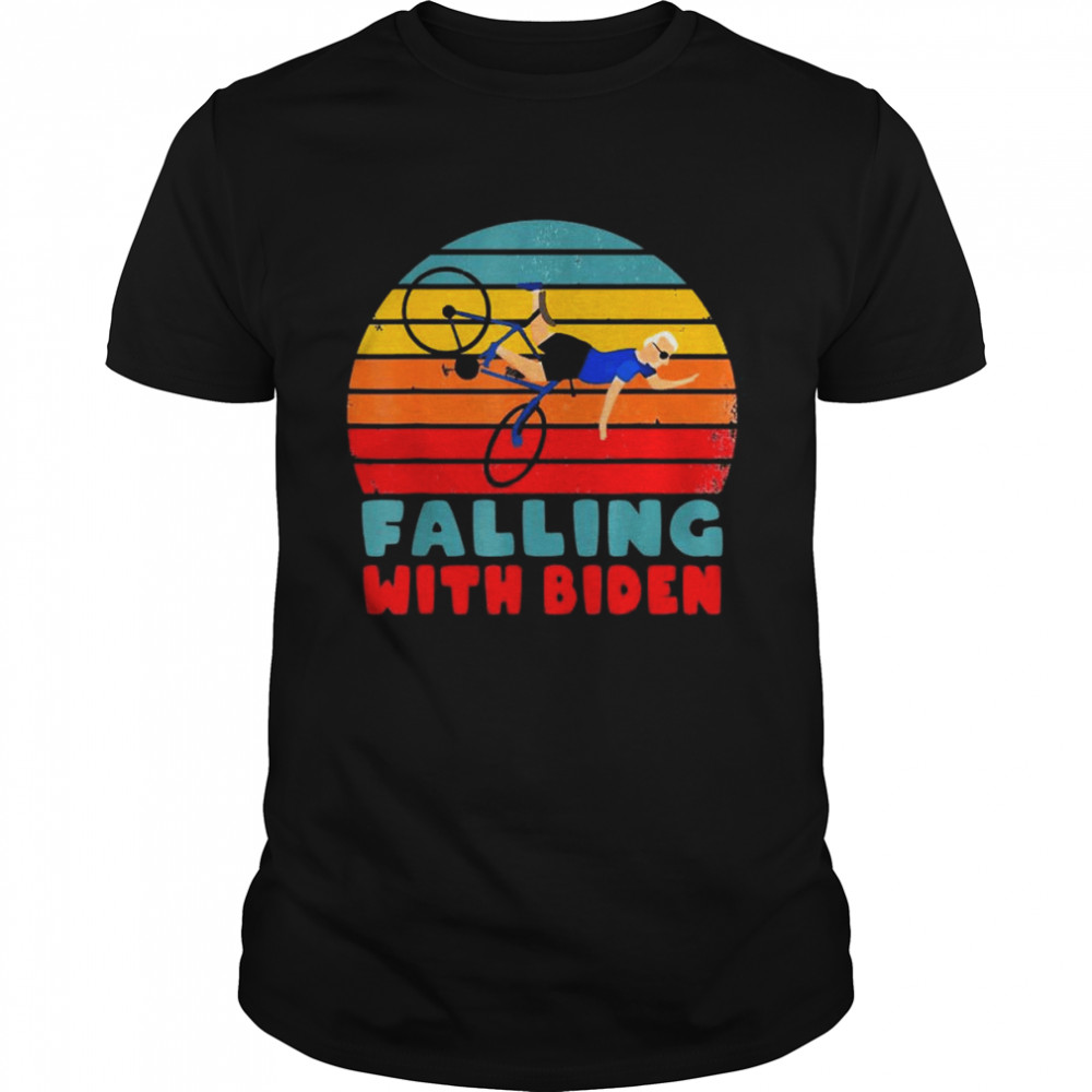 Joe Biden Falling Biker Falling With Biden Retro Vintage  Classic Men's T-shirt