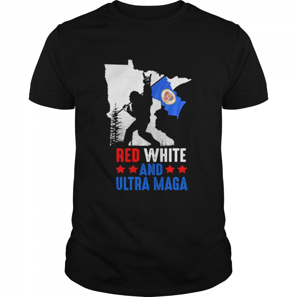 Minnesota America Bigfoot Red White And Ultra Maga  Classic Men's T-shirt