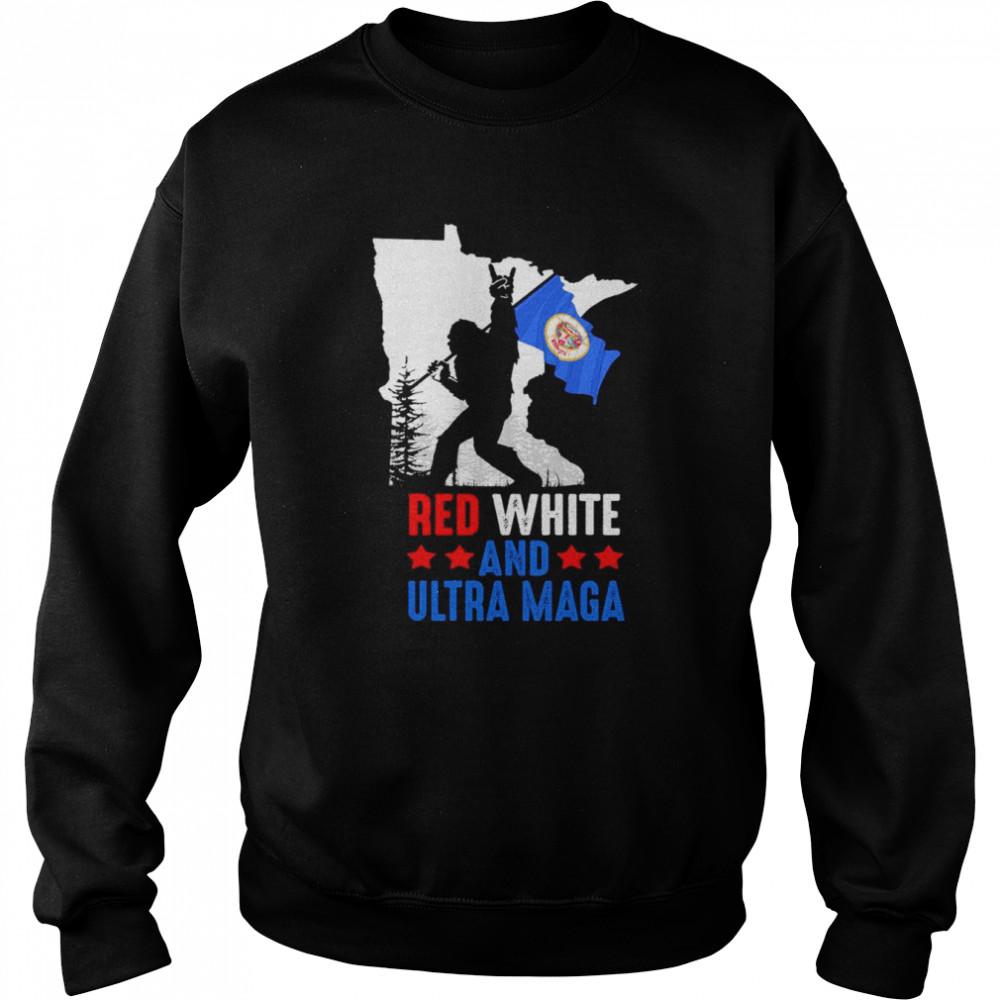 Minnesota America Bigfoot Red White And Ultra Maga  Unisex Sweatshirt