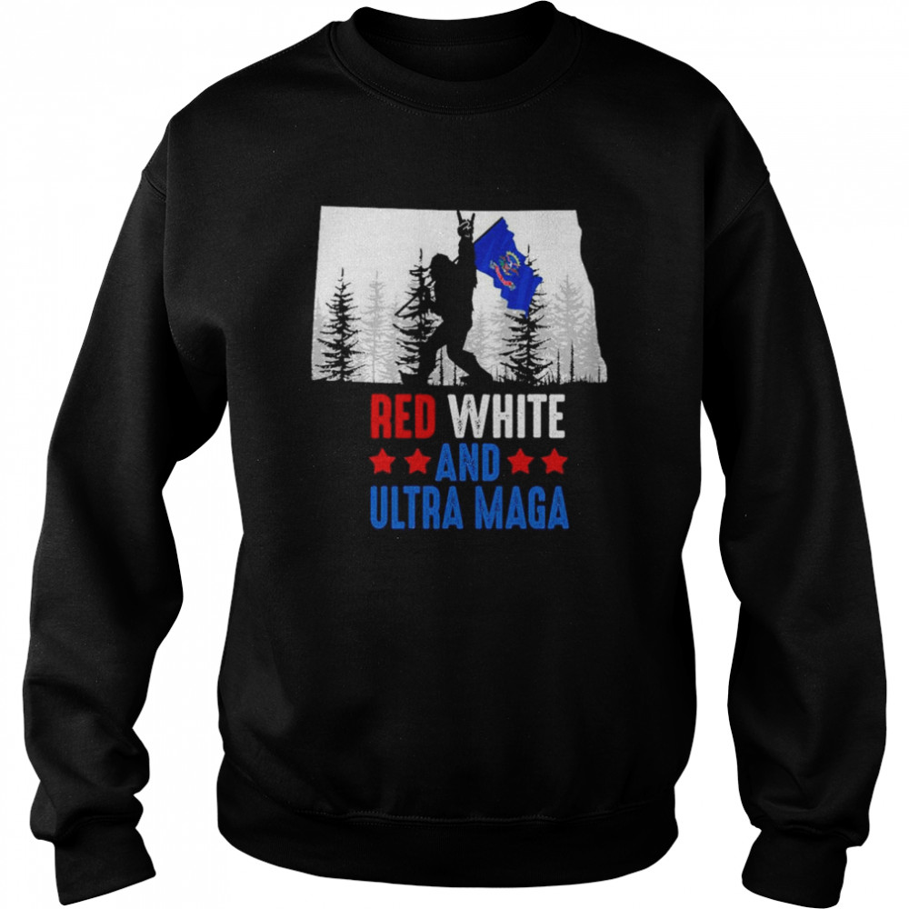 North Dakota America Bigfoot Red White And Ultra Maga  Unisex Sweatshirt