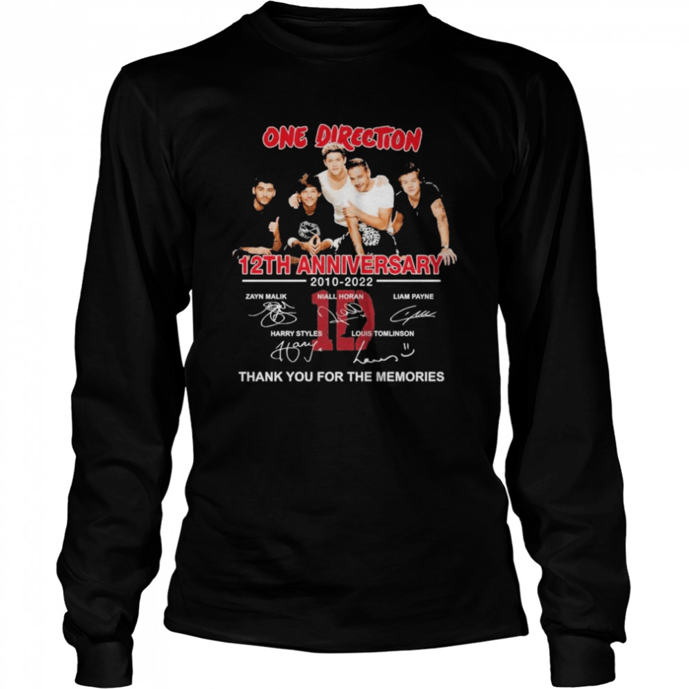 One Direction 12th Anniversary 2010-2022 Signatures Thank You For The Memories T- Long Sleeved T-shirt