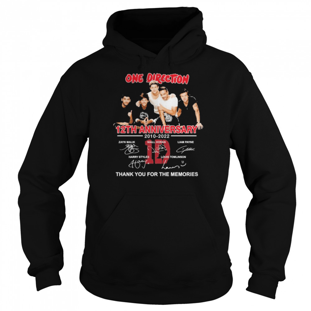 One Direction 12th Anniversary 2010-2022 Signatures Thank You For The Memories T- Unisex Hoodie