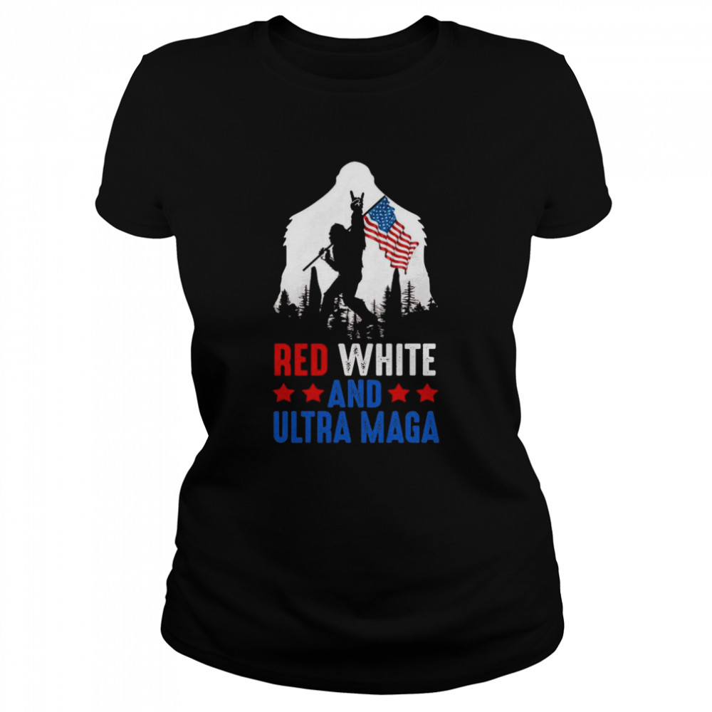 USA America Bigfoot Red White And Ultra Maga  Classic Women's T-shirt