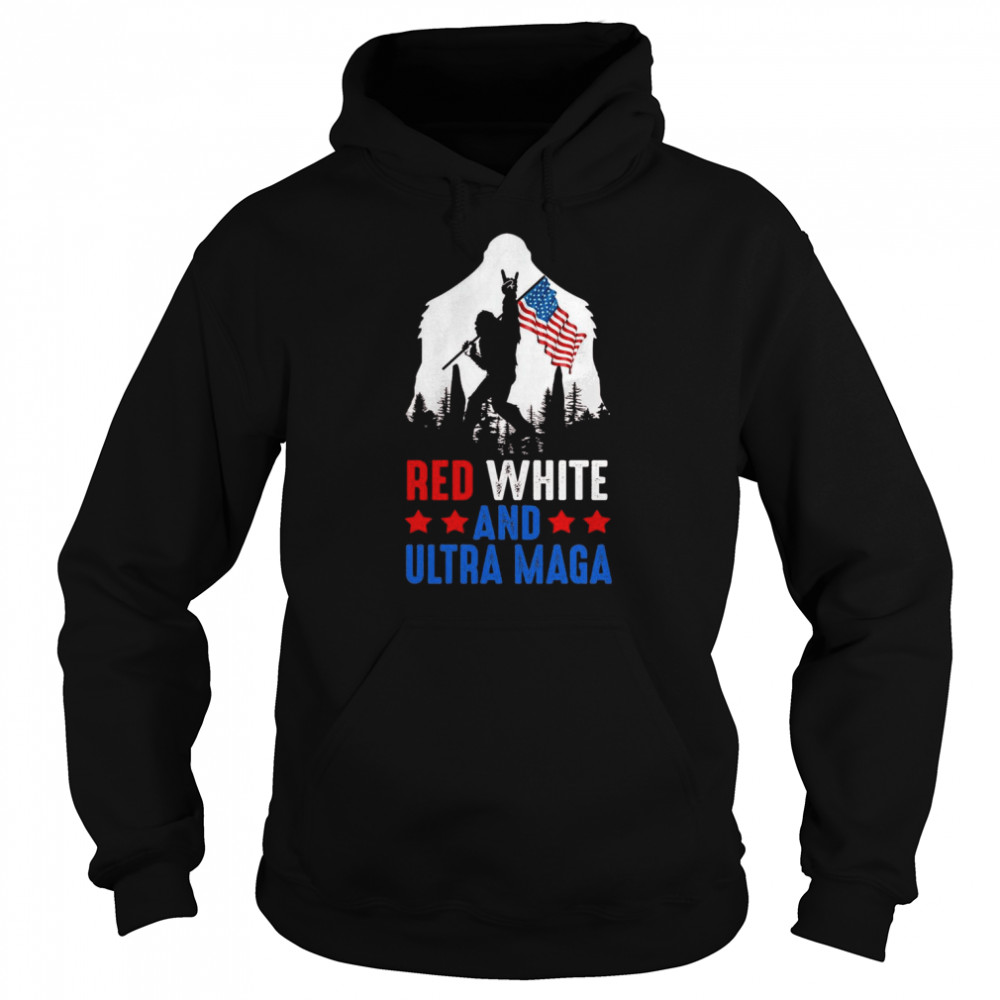 USA America Bigfoot Red White And Ultra Maga  Unisex Hoodie