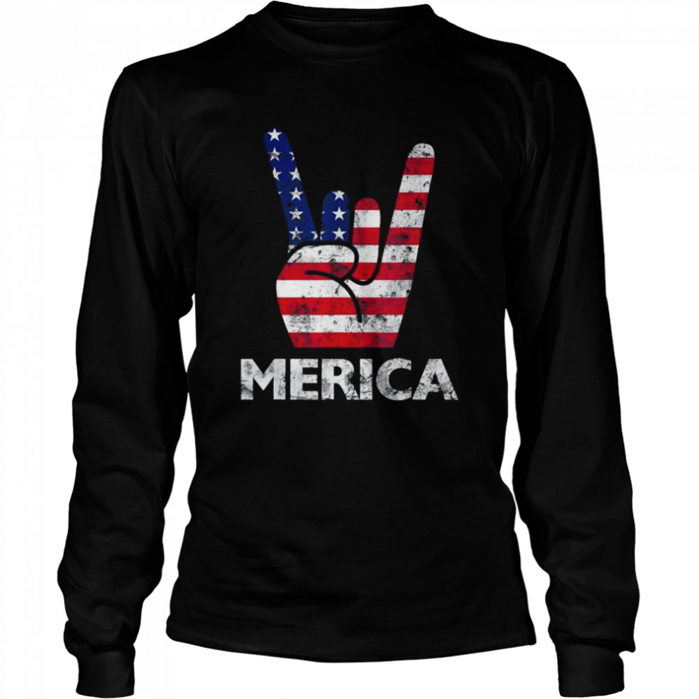 American flag hat patriotic cat happy 4th of july shirt Long Sleeved T-shirt