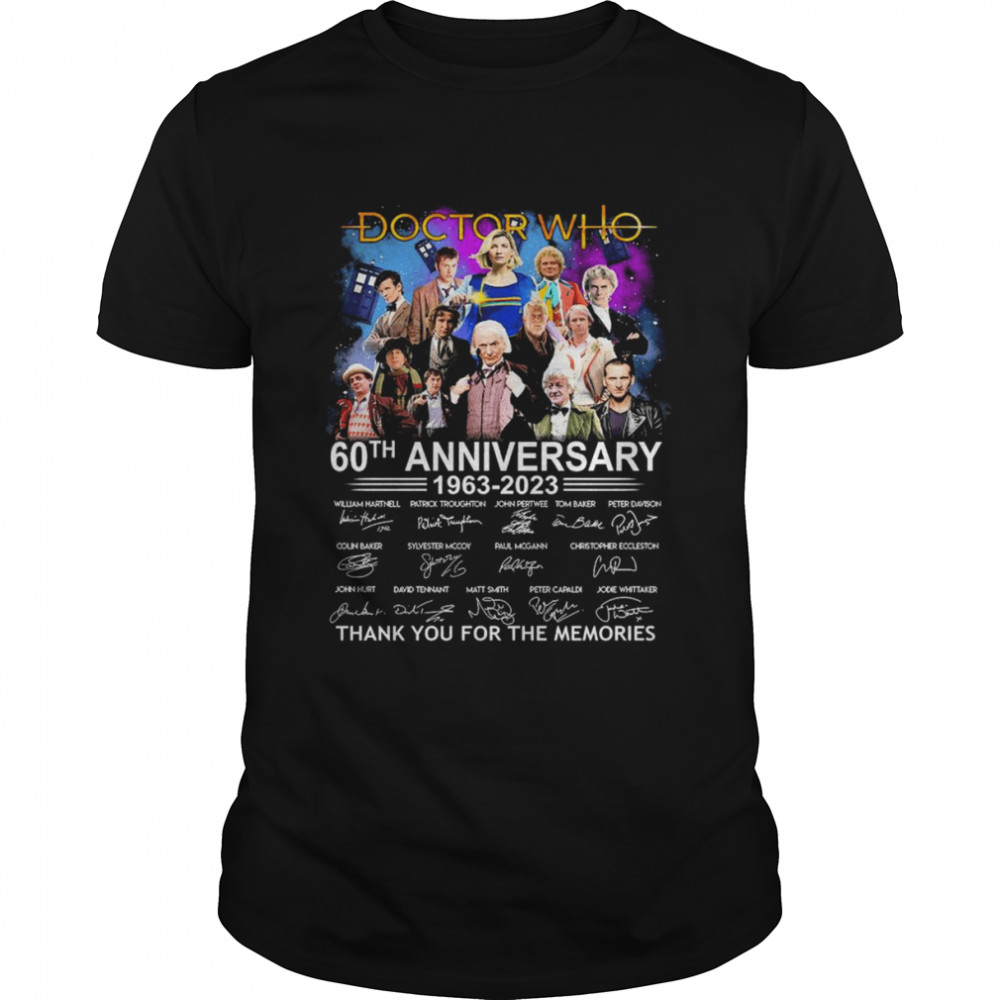 Doctor Who 60th anniversary 1963 2023 signatures thank you for the memories shirt