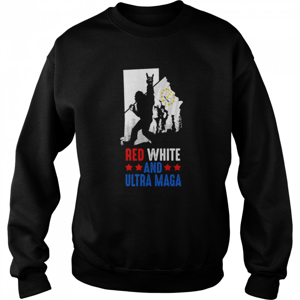 Rhode Island America Bigfoot Red White And Ultra Maga  Unisex Sweatshirt