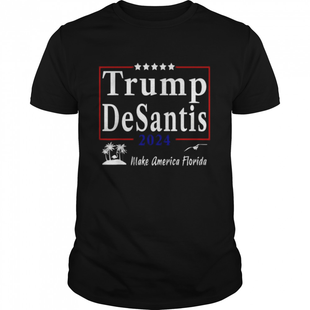 Trump desantis 2024 make america florida flamingo seagull shirt Classic Men's T-shirt