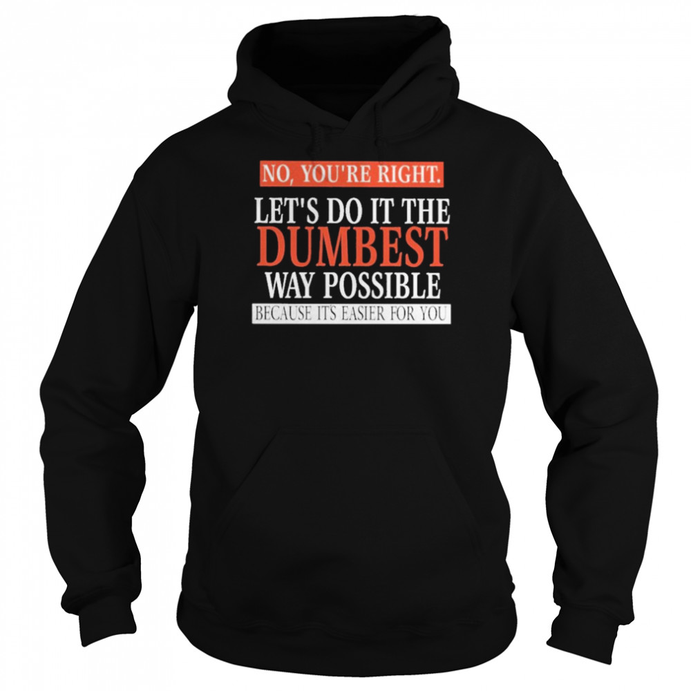 No, You’re Right. Let’s Do It The Dumbest Way Possible Because It’s Easier For You  Unisex Hoodie