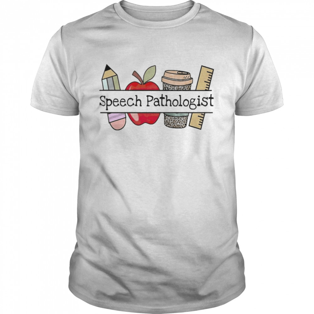 Apple Coffee Pencil Speech Language Pathologist  Classic Men's T-shirt