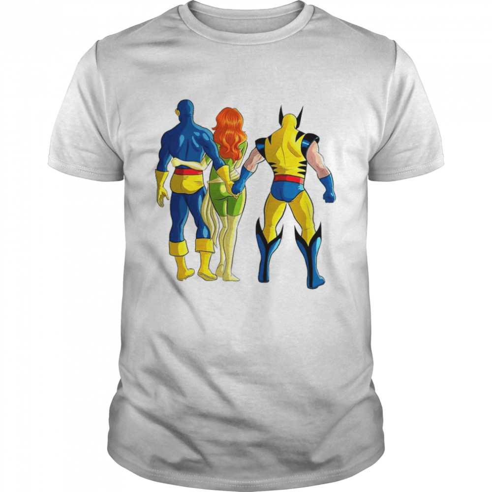Cyclops and Wolverine cheating behind Jean Grey shirt