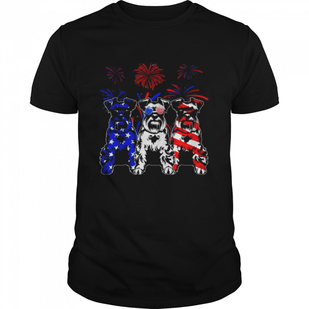 Awesome Schnauzer Dog American Flag 4th Of July Shirt