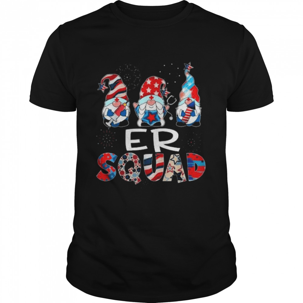 ER Squad Gnomes USA Flag 4th Of July Pride Nurse Stethoscope  Classic Men's T-shirt