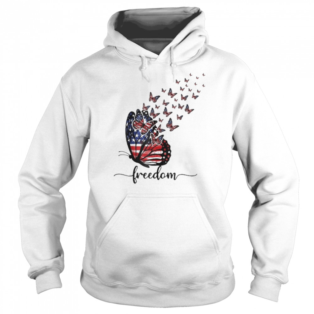 Happy Independence Day Usa Flag Freedom Butterfly  Unisex Hoodie