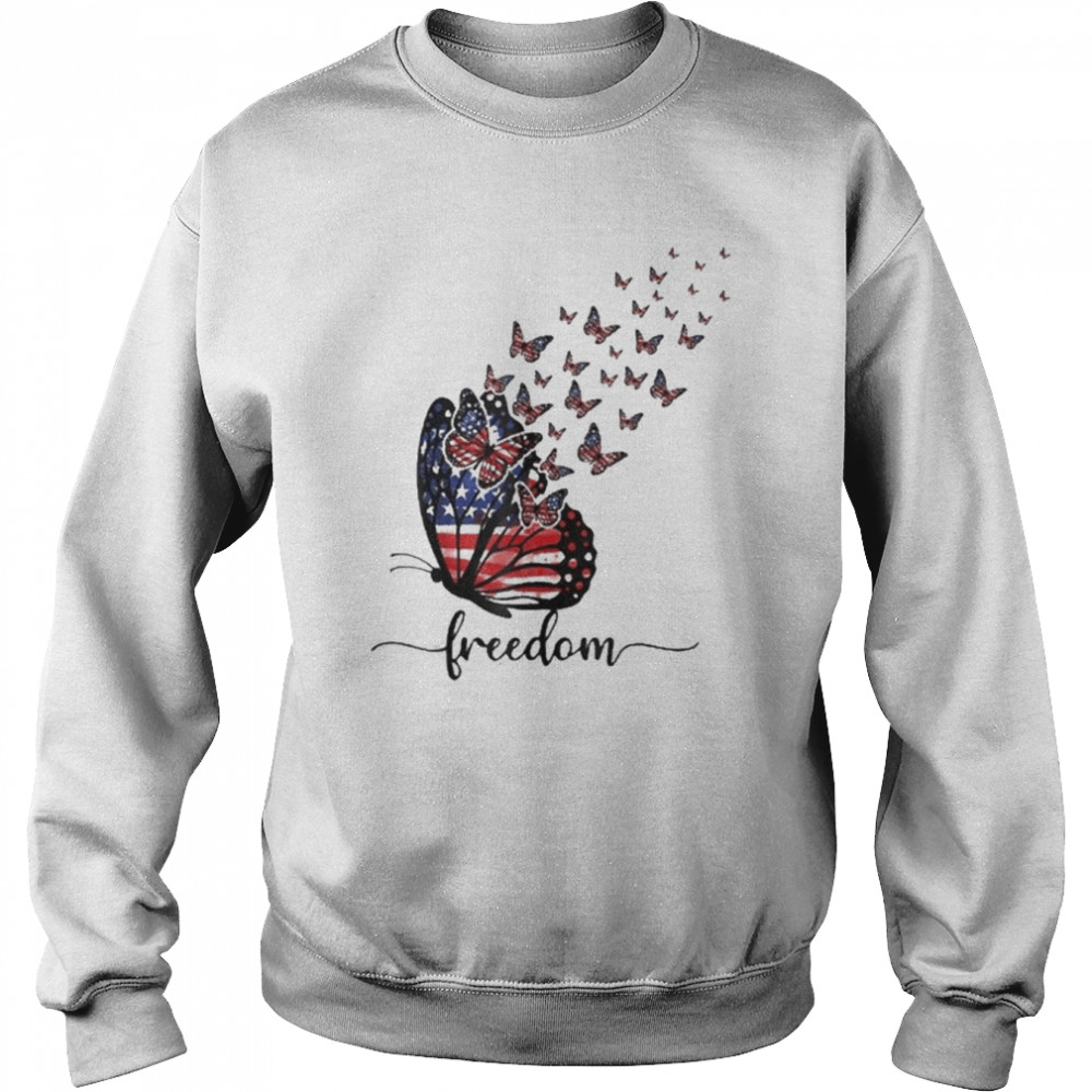 Happy Independence Day Usa Flag Freedom Butterfly  Unisex Sweatshirt