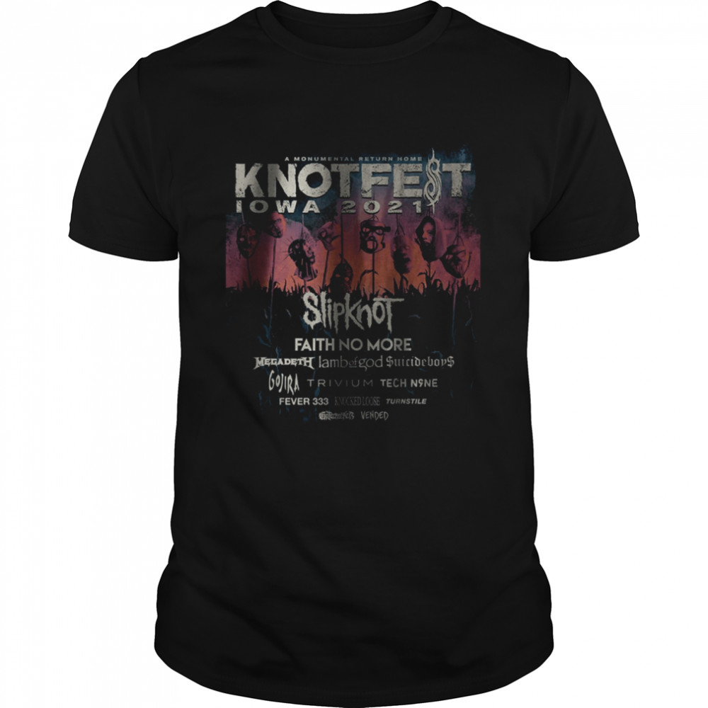 KNOTFEST IOWA MUSIC FESTIVAL SEPT 2021 LOGO FRONT SIDE BLACK TEE SHIRT Classic Men's T-shirt