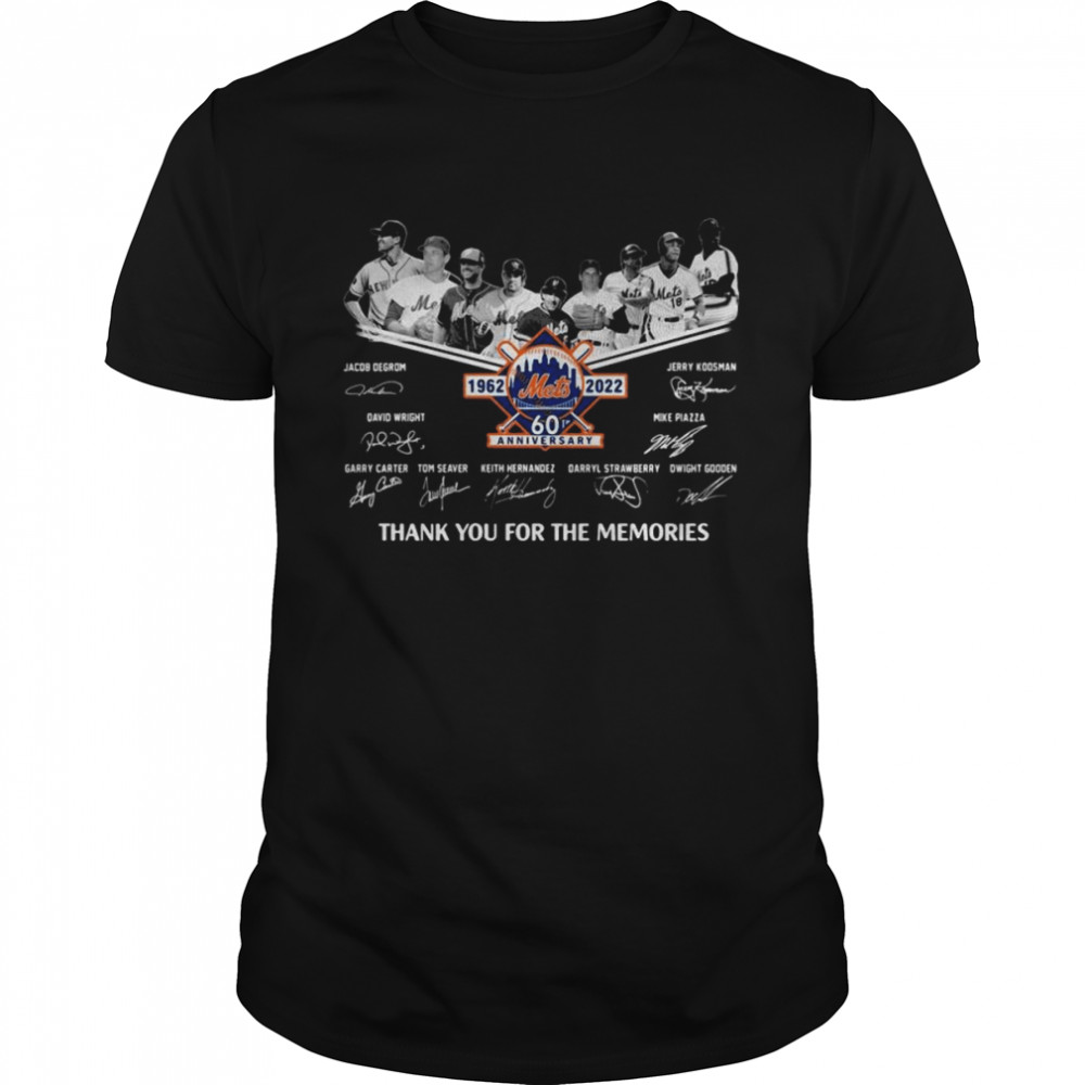 New York Mets 1962 2022 60th anniversary signatures thank you for the memories shirt