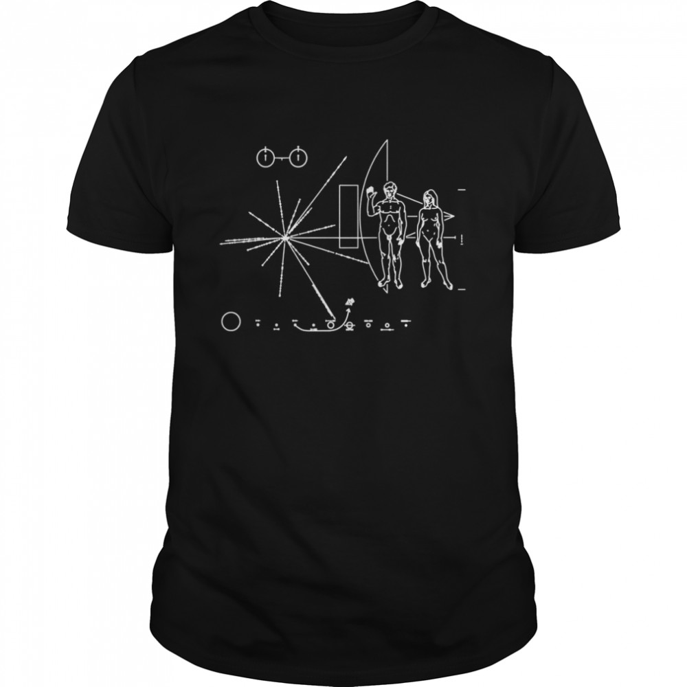 Pioneer Plaque Space Exploration Science Math Teacher Geek White shirt