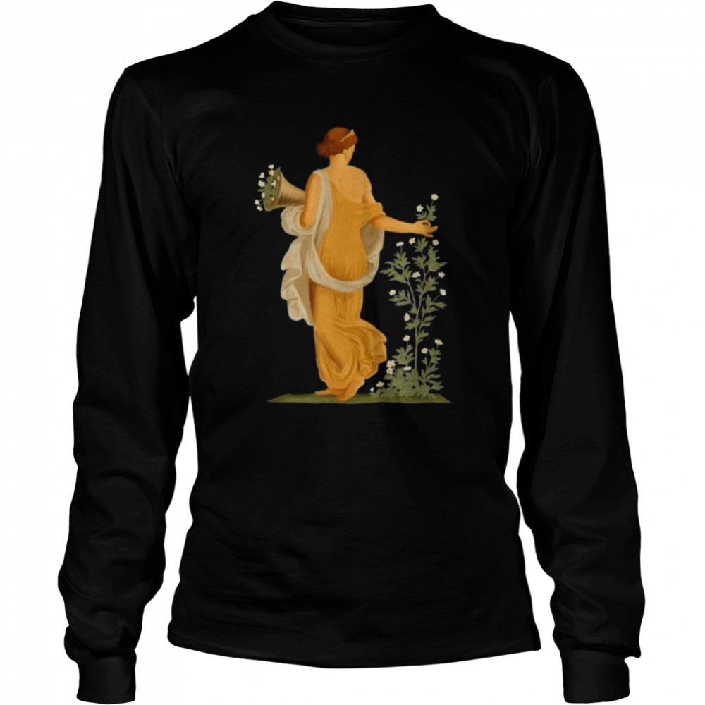 Spring Maiden Gathering Flowers  Long Sleeved T-shirt