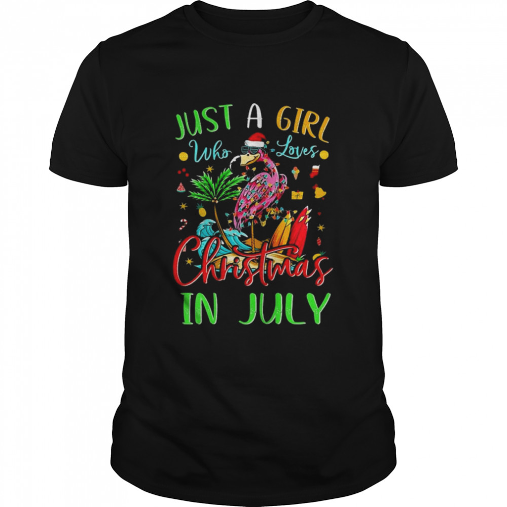 Just A Girl Who Loves Christmas In July Flamingo Summer  Classic Men's T-shirt