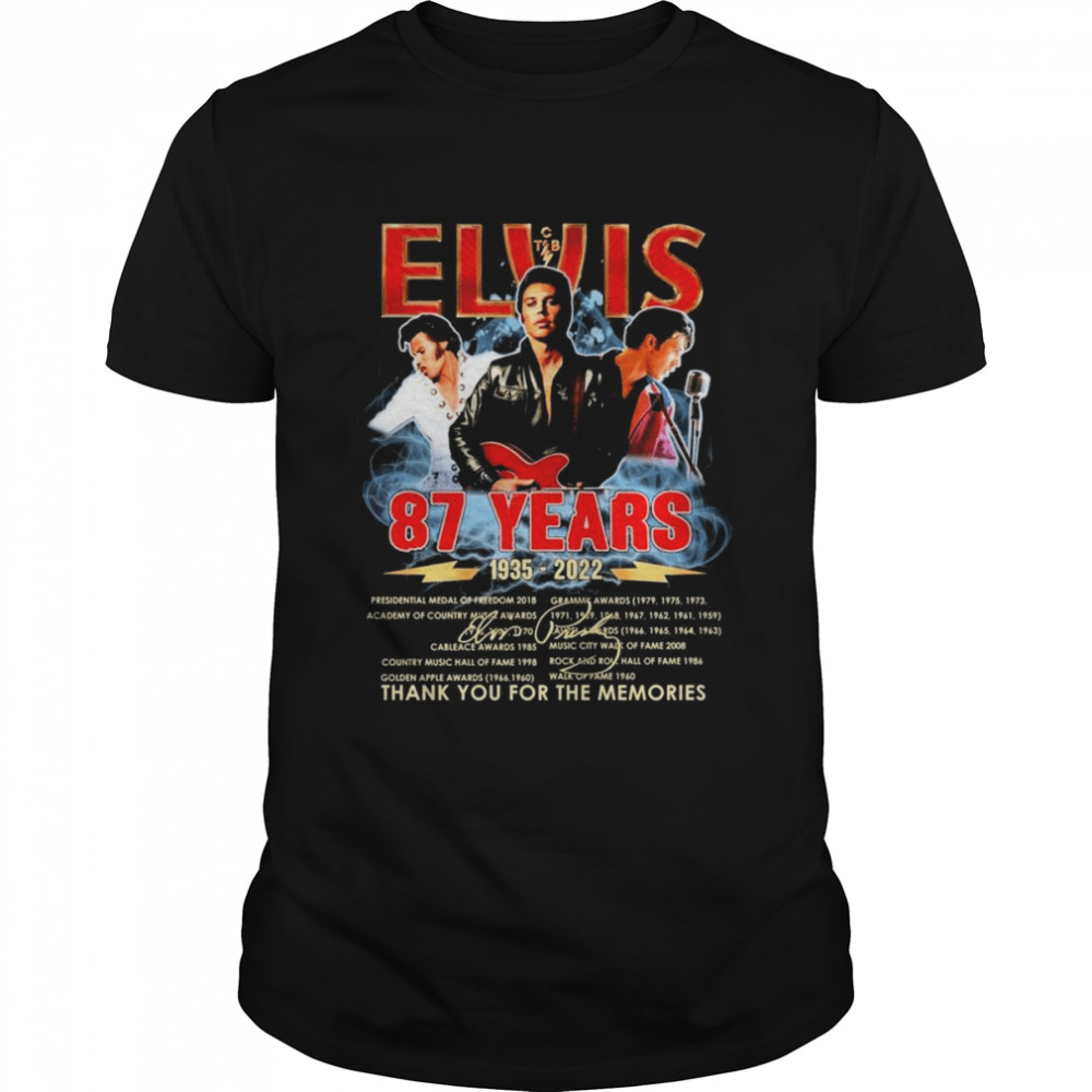 87 Years 1935-2022 Of Elvis Signatures Thank You For The Memories T-shirt Classic Men's T-shirt