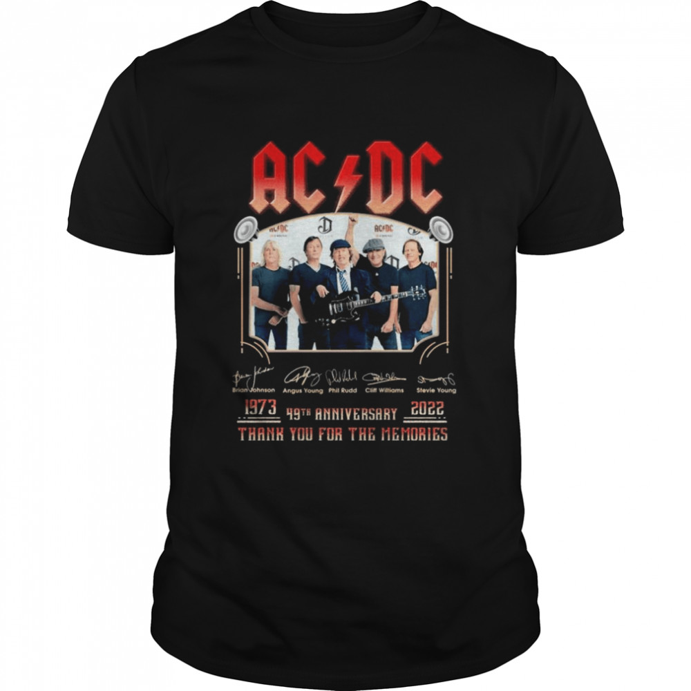 AC DC 1973-2022 49th Anniversary Thank You For The Memories Signatures  Classic Men's T-shirt