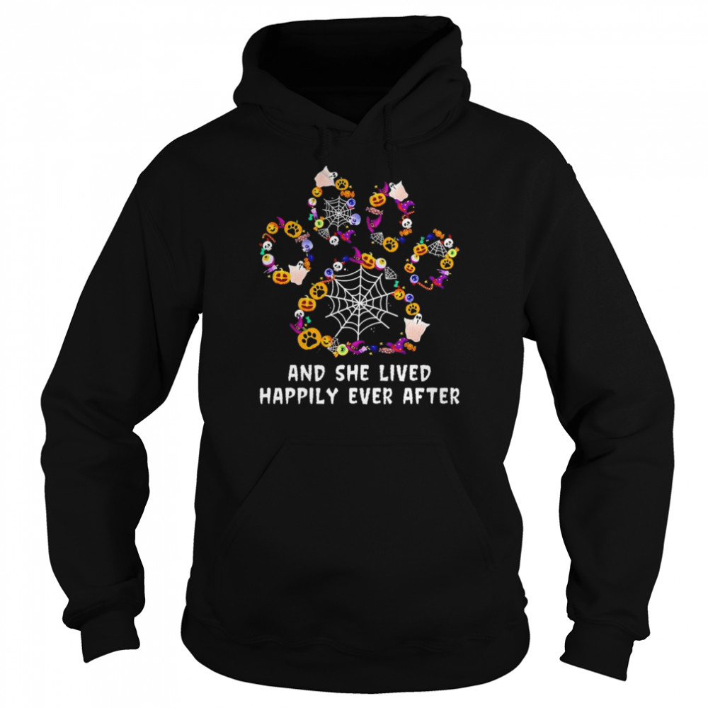 Paw and she lived happily ever after Happy Halloween 2022 shirt Unisex Hoodie