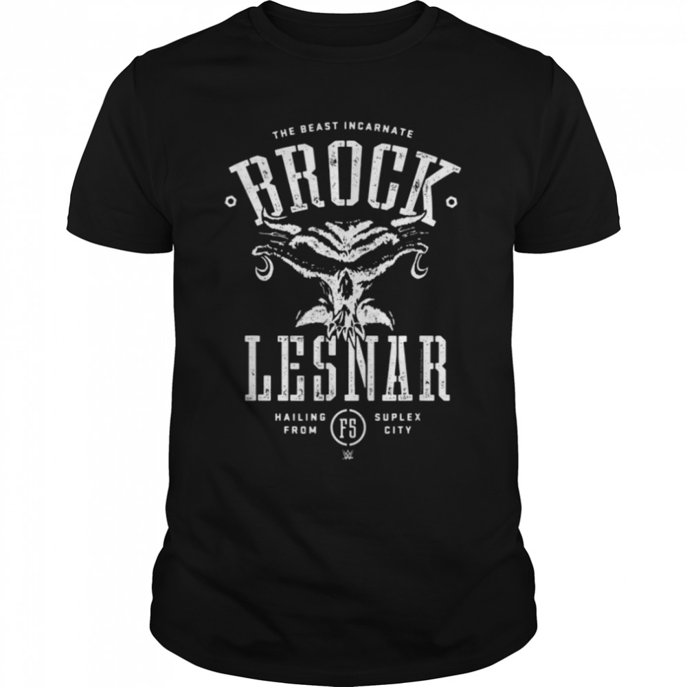 WWE Brock Lesnar Stencil Type with Skull T- B07PDJMZZL Classic Men's T-shirt