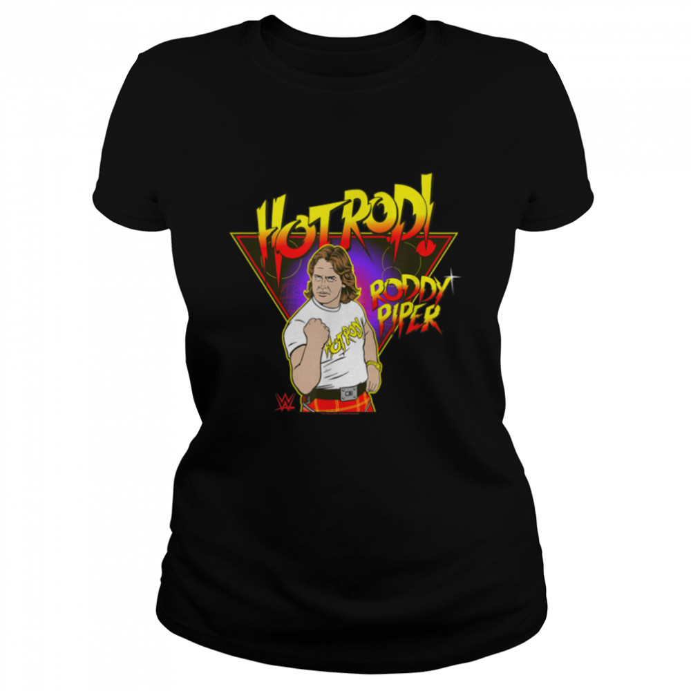 WWE Hot Rod! Roddy Piper Retro Poster T- B0B4XW6BHC Classic Women's T-shirt