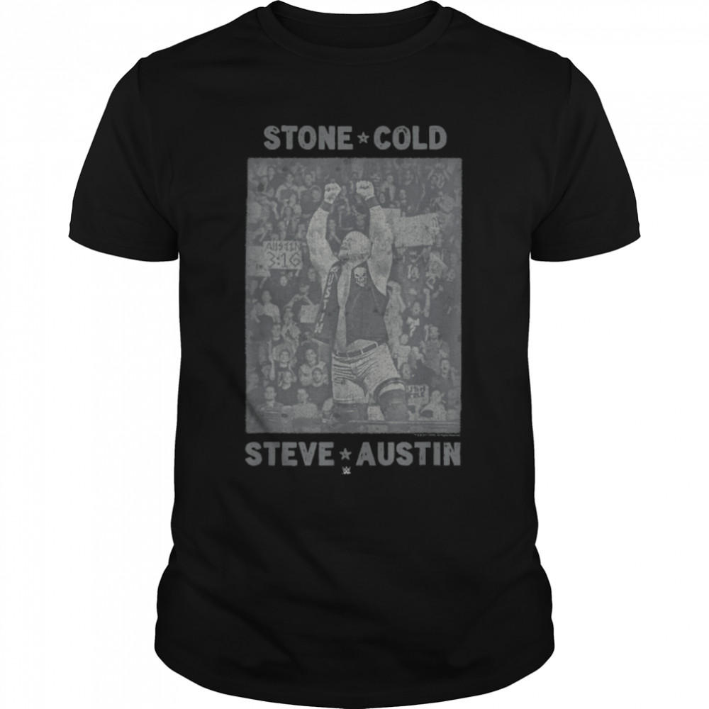 WWE Stone Cold Steve Austin 1 Color Photo Block T-Shirt B07P8GW6SX
