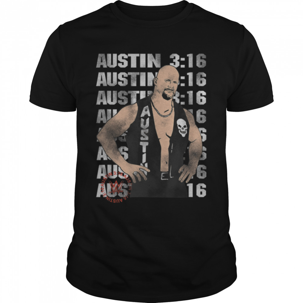 WWE Stone Cold Steve Austin Text Stack T- B0B2L23MV3 Classic Men's T-shirt
