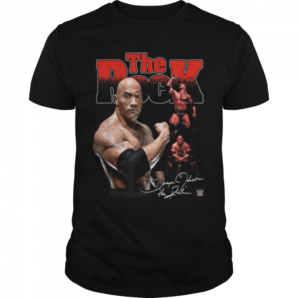 WWE The Rock Collage T- B09NWG2DHX Classic Men's T-shirt