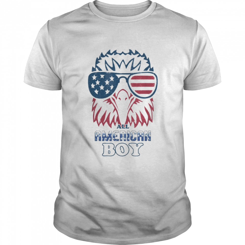 All American Boy Retro Eagle Flag Vintage 4th July T-Shirt